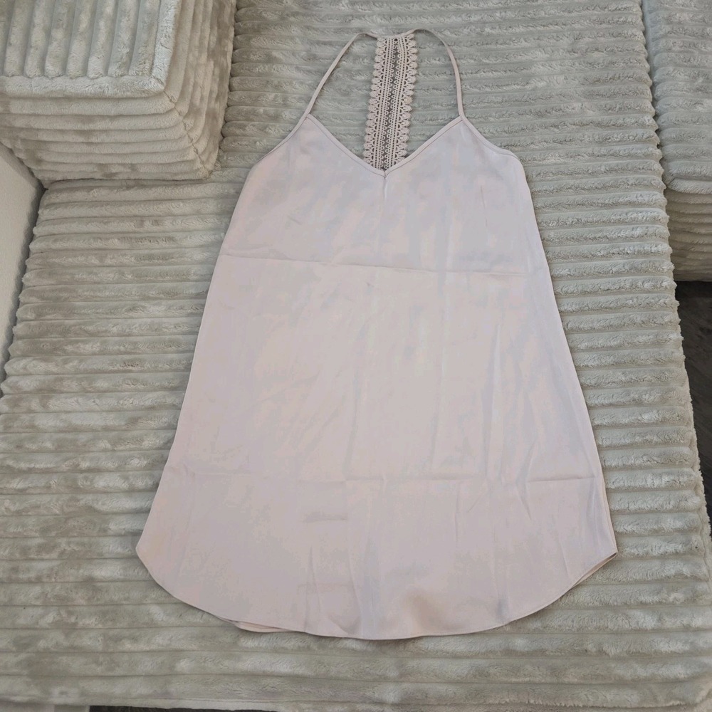 Mott Light Pink Tanish Camisole Top Tank S Small Lace Back Spaghetti Strap